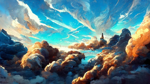 Atmósfera Cielo despejado con nubes Textura Ilustración 3D