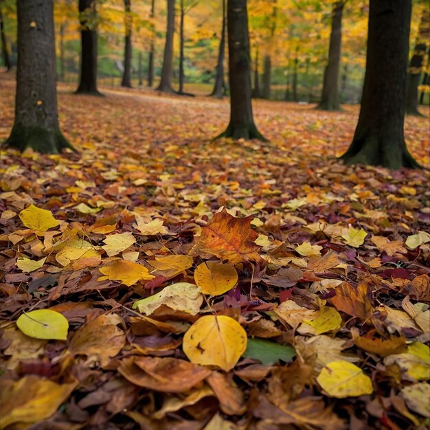 Foto la atmósfera general de un bosque o parque de otoño