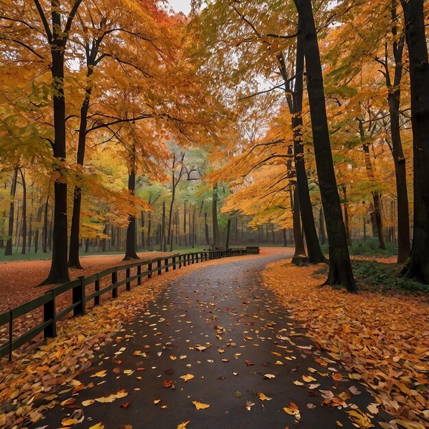 la atmósfera general de un bosque o parque de otoño