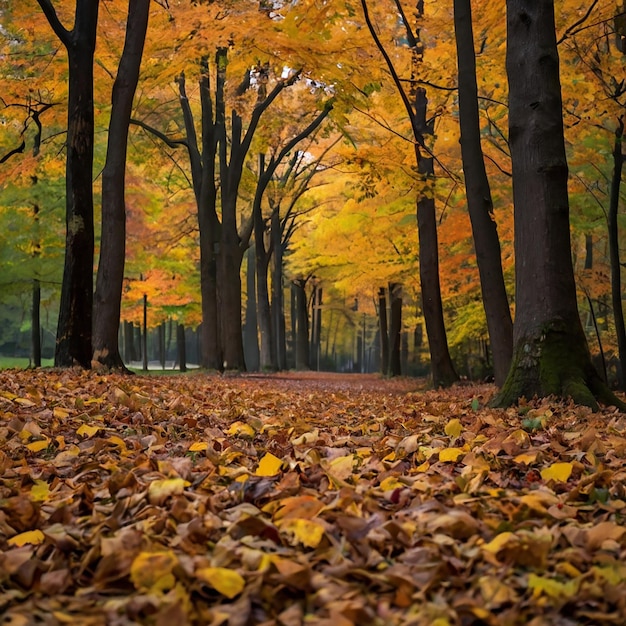 la atmósfera general de un bosque o parque de otoño