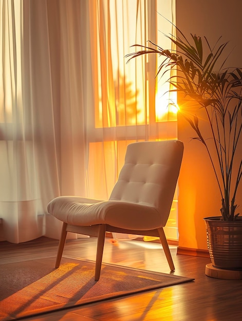 Foto atmosfera relajante en la sala de psicoterapia iluminada por la cálida luz del sol
