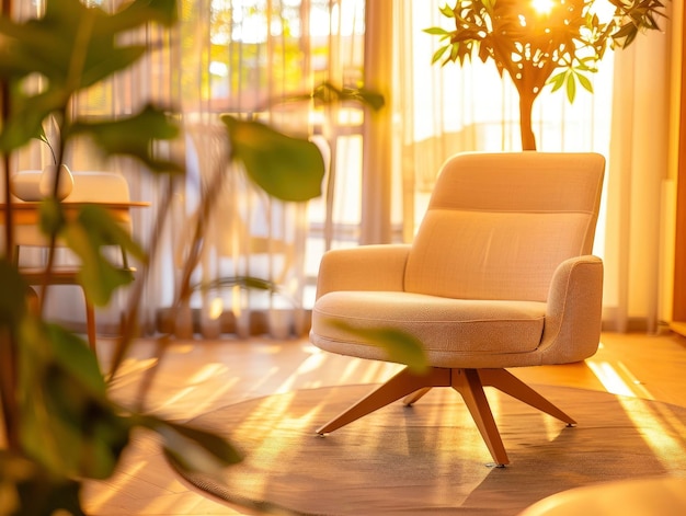 Foto atmosfera relajante en la sala de psicoterapia iluminada por la cálida luz del sol