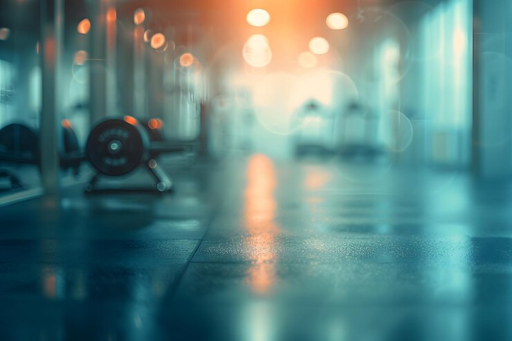 Atmosfera tranquila en el gimnasio con iluminación y equipos suaves