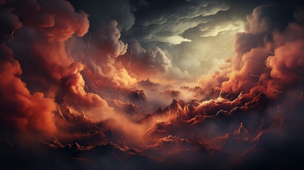 Atmosphärischer Hintergrund aus Rauch und Wolken