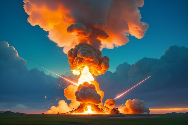 Atombombe, Wasserstoffbombe, Atombombenexplosion, Pilzwolke, Stoßwelle, Hintergrund