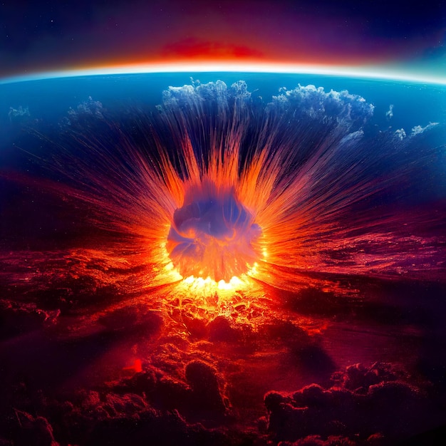 Atombombenexplosion Atomexplosion auf dem Planeten Erde aus dem Weltraum