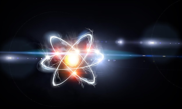 Atommodell auf schwarzem Hintergrund