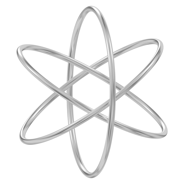 Átomo 3D png icono metálico fondo transparente