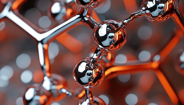 Foto Átomos metálicos caindo em superfícies hexagonais