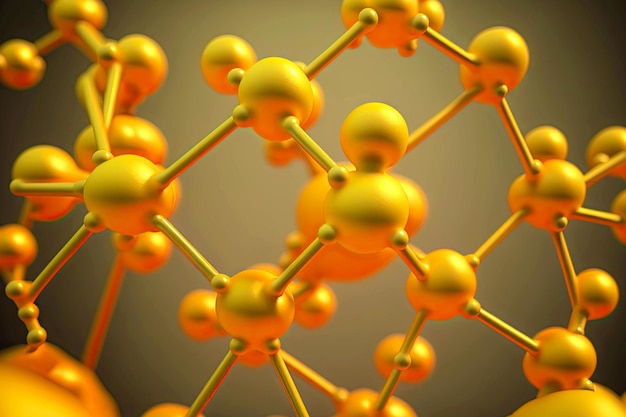Átomos representados en forma de esferas conectadas en estructura común en el primer plano de la molécula