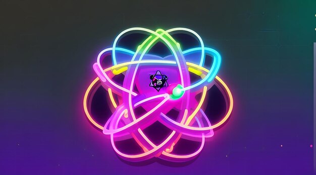 Foto atomwissenschaftliche bildungs-ikonen vektor-neon-digitale grafik