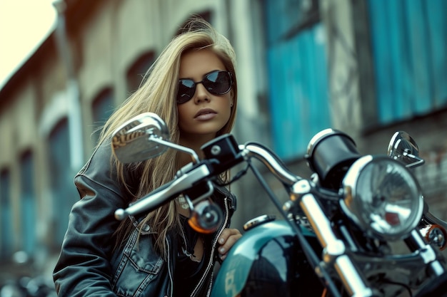 Atractiva bela motociclista mulher gerar AI