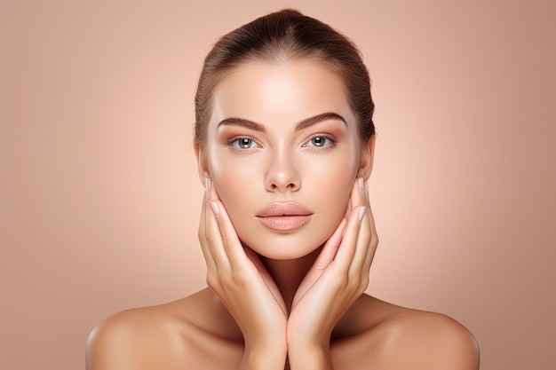 atractiva joven asiática con piel fresca cuidado facial tratamiento facial mujer belleza piel un color