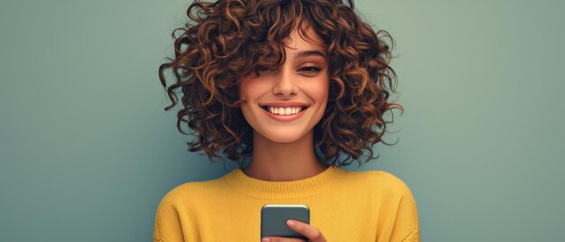 Una atractiva mujer joven de cabello blanco de pie aislada sobre un fondo azul sonriendo feliz y sosteniendo un dispositivo de teléfono móvil Ella está haciendo compras en línea de comercio electrónico en el teléfono y usando aplicaciones en