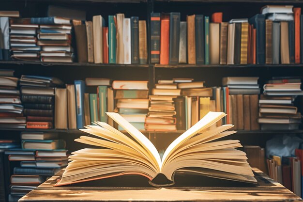 El atractivo de la biblioteca Las pilas de libros crean un telón de fondo para la educación