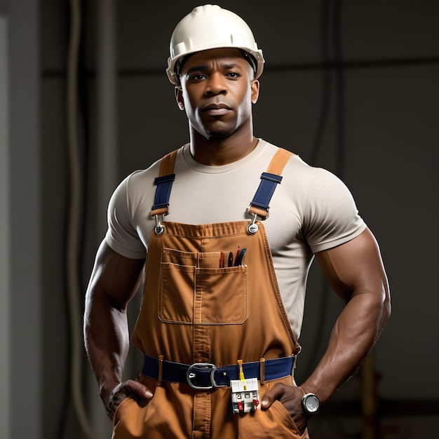 Foto un atractivo hombre afroamericano electricista