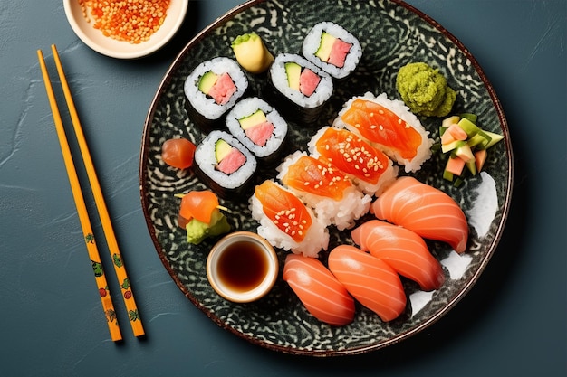 El atractivo plato de sushi