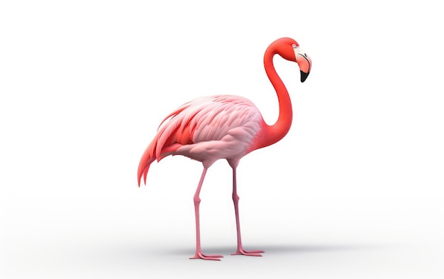 Atraente desenho animado flamingo rosa 3D render isolado em fundo branco