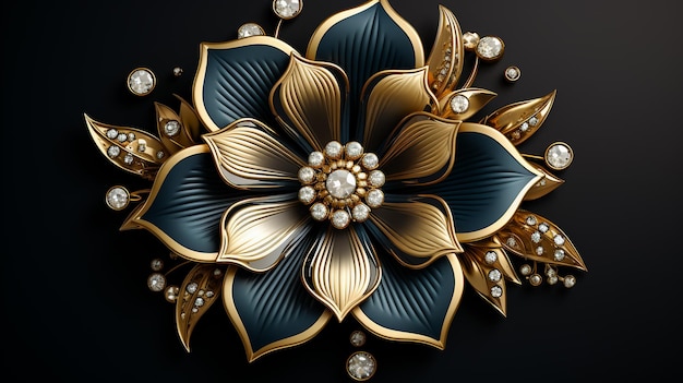 atraente luxuoso dourado flores 3d design de fundo