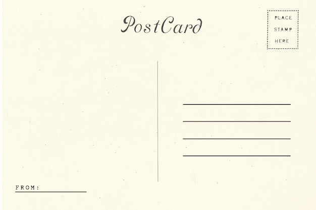 Atrás de la postal en blanco.