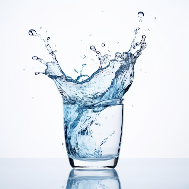 Foto atrevido y gracioso un vaso de agua de alto nivel con un chapoteo