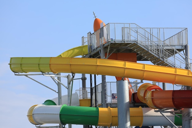 Attraktionen mit Wasserrutschen im Sommerbad