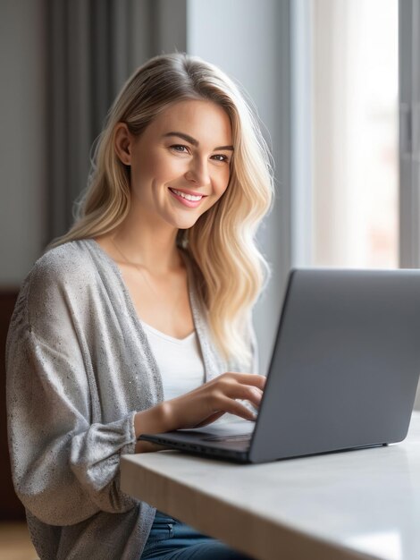 attraktives junges Mädchen mit Laptop-Computer