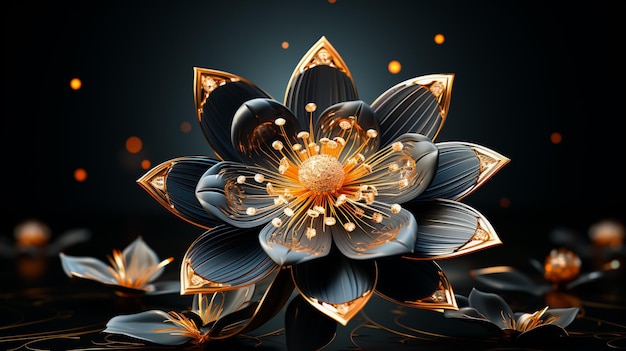 attraktives luxuriöses goldenes 3D-Blumen-Hintergrunddesign