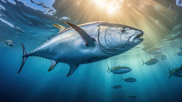Atum longtail ou atum rabilho do norte no utensílio