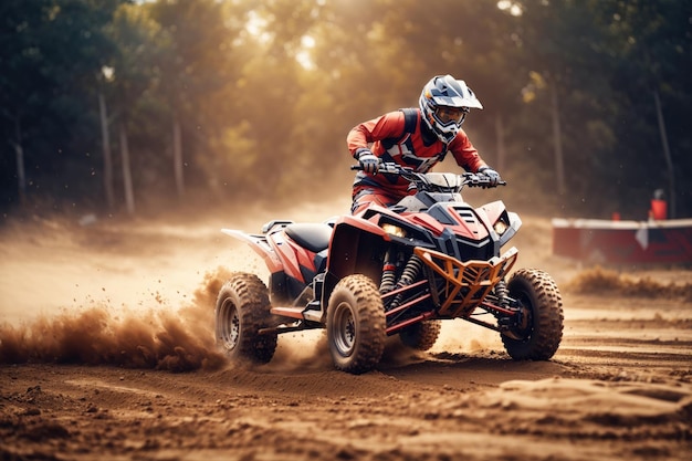 ATV Flat-Track-Renn-Action Hochgeschwindigkeits-Kurvenfahrten