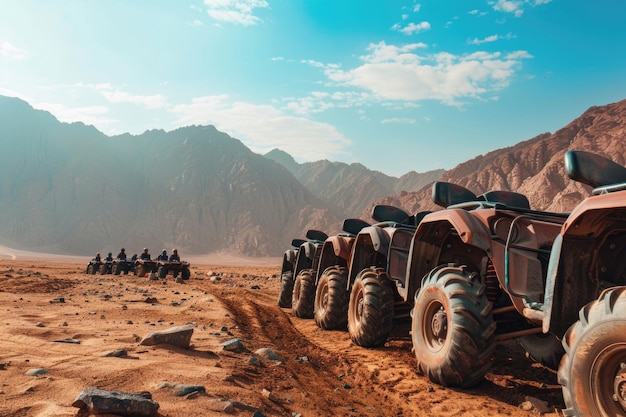 Foto atvs no deserto do sinai perto de sharm el sheikh, egito