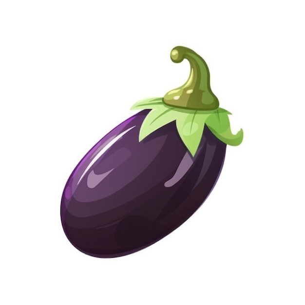 Foto aubergine auf weißem hintergrund in cartoon-stil ki-generativ