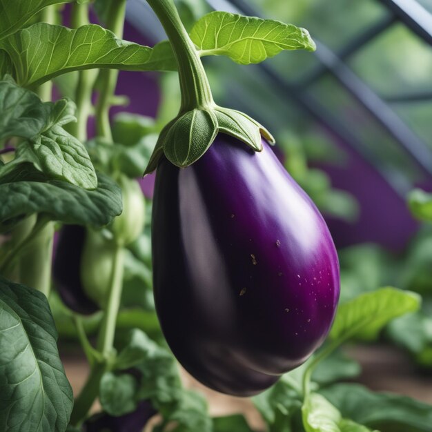 Aubergine auf weißem Papierhintergrund