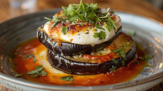 Aubergine com mozzarella IA generativa