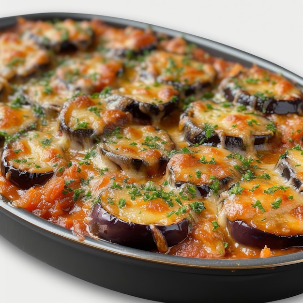 Foto aubergine parmigiana brot- und gebratene aubergine mit tomatensauce schichten