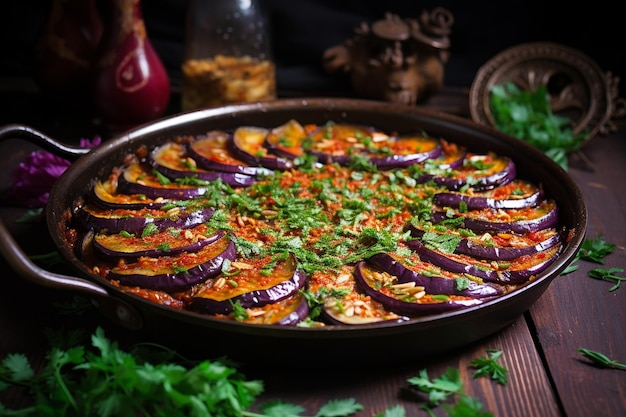 Foto aubergines com especiarias