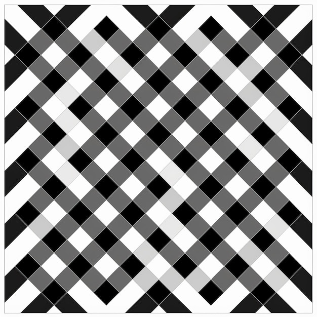 Y audaz y animado patrón de gingham en blanco y negro con influencia del arte fenicio