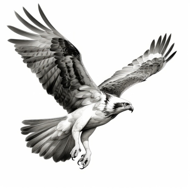 Audazmente blanco y negro Osprey Soaring Vector Art