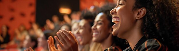 Audiencia aplaudiendo en una actuación Participación alegre de la audiencia fotografía con un entretenimiento