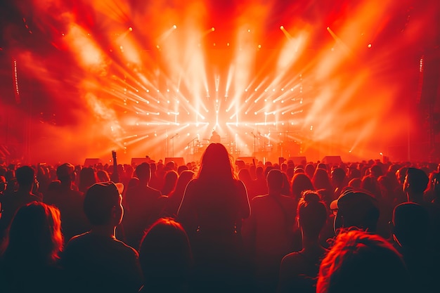 audiencia en un concierto musical con luces en el escenario