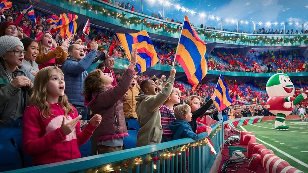 Audiencia festiva en el estadio durante un juego