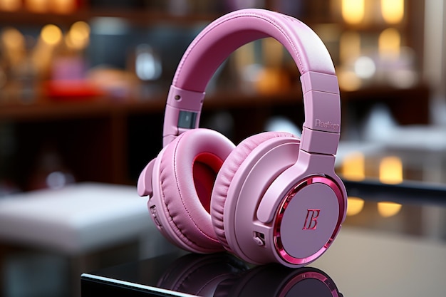 Audífonos inalámbricos rosas vibrantes que agregan un toque de color a la configuración de su dispositivo digital