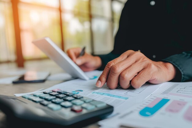 El auditor está analizando sus documentos de casa balance de gestión concepto de formulario de validación budge