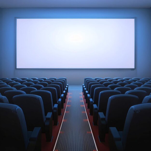 Auditório de cinema com cadeiras vermelhas