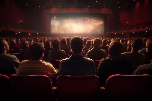 Auditório de cinema ou sala de cinema com assentos e pessoas assistindo ao filme Ai Generated