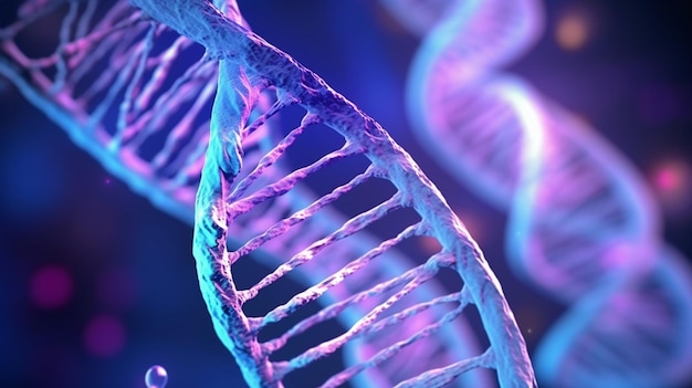 Auf blauem Hintergrund ist ein DNA-Strang dargestellt.