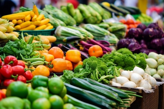 Auf dem Markt erhältliches frisches Obst und Gemüse Generative KI