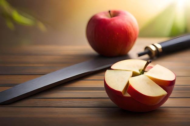 Auf dem Tisch liegen realistisch geschnittene Äpfel