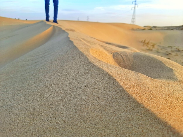 Auf den Sanddünen der algerischen Wüste spazieren gehen