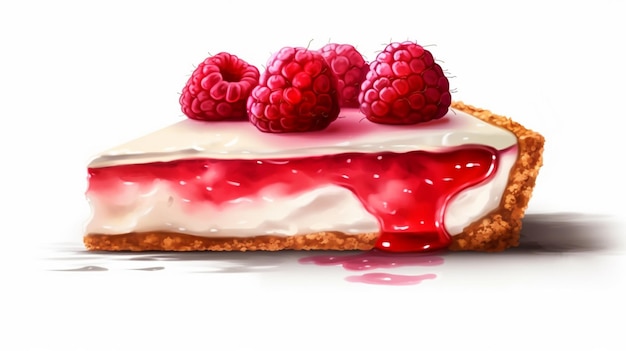 Auf der generativen KI gibt es ein Stück Kuchen mit Himbeeren